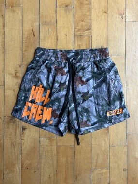 Kill Crew MUAY THAI SHORTS (MID THIGH CUT) - CAMO / ORANGE
